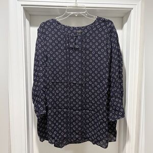 Talbots Navy and White Print Women's Blouse
